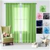 GAIFNAG Tende Trasparenti in Voile 100 x 180 cm Lino Naturale, Sole Antimosche Lavabile Regolabile Tenda Oscurante Camera da Letto per Matrimoni, Ristorante, Verde Tenero