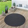Paco Home Tappeto Tessitura Piatta Esterno E Interno Tappeti Terrazze Look Naturale Navy, Dimensione:Ø 160 cm tondo