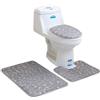 Aisaving Antiscivolo Tappetino da Bagno 3pz Set Super Morbido con piedistallo e Tappeto da Bagno in Memory Foam (Grigio)