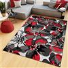 TAPISO Maya Tappeto Soggiorno Pelo Corto Design Moderno Motivo Astratto Floreale Fiori tonalità Rosso Nero Camera da Letto Cameretta Ufficio Salotto Oeko-Tex 130 x 190 cm