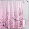 LIVETTY Tenda da doccia floreale con uccellini rosa, 180 cm × 200 cm, antimuffa, in tessuto, tenda da bagno per donne e uomini, con 12 ganci, lavabile e ad asciugatura rapida