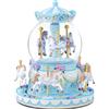 MS. WENNY Carillon con carillon a forma di giostra, regalo di compleanno per ragazze, con carosello blu, palla di neve con cavallo, moglie, fidanzata, figlia, mamma, figlio, anniversario, festa della mamma, con
