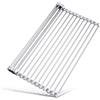 Tomorotec Scolapiatti arrotolabile in acciaio inox, con bordi in silicone color marmo, pieghevole, resistente al calore, supporta fino a 31,8 kg, adatto per alimenti, 45 x 32 cm (marmo)