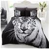 GC GAVENO CAVAILIA Set copripiumino singolo, in morbida microfibra 3D con tigre bianca (135 x 200 cm), lussuoso set di biancheria da letto singolo con federa, lavabile, per una comoda camera da letto