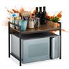 Relaxdays Mensola per Microonde Salvaspazio, Scaffale Cucina con Ripiano, HLP: 44,5x53x35 cm, Ferro e MDF, Marrone Nero