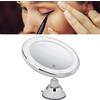 ZJchao Specchio Cosmetico 10X Illuminato LED, Rotazione 360° Doppia Faccia, Ventosa Trasparente per Bagno e Viaggio