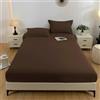 Ayoiow Lenzuolo 220x200-Completo Lenzuola 1 Pezzi in Cotone Lavato-Lenzuola Super King (200x220cm) Size, Marrone