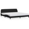 IKAYAA Letto Matrimoniale 200x200 Struttura Letto Imbottita con testiera Telaio con Rete a Doghe in Legno e Similpelle-Nero-200 x 200 cm