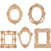 FINGERINSPIRE 5 cornici Vintage in Resina (5 Diverse Forme e Dimensioni), Cornice Rettangolare Ovale in Resina con Fiore in Oro Senza Vetro, da Tavolo per la Fotografia Decorazione della casa
