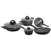 Aeternum Essential Set Batteria di Padelle e Pentole 8 pezzi, Adatto all'induzione, Alluminio, Black