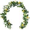 FACULX Ghirlanda di limoni artificiali, ghirlanda di frutta artificiale con foglie di limone e foglie verdi, per matrimoni, tavoli, giardini, casa, arco decorativo
