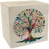 speecheese Salvadanaio a forma di albero della vita in legno stile acquerello opera d'arte dispenser di energia colorato per la tua famiglia albero colorato della forza