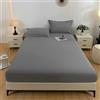Ayoiow Lenzuola 220x180-Completo Lenzuola 1 Pezzi in Cotone Lavato-Lenzuola Super King (180x220cm) Size, Grigio Chiaro
