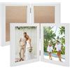 PORFOYO Cornice portafoto pieghevole, per 2 foto, 10 x 15 cm, pieghevole, doppia cornice, pieghevole, per decorazione da tavolo, decorazione per la casa o come regalo, colore bianco