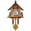 Riuulity Antico Orologio a cucù in Legno, Orologio da Parete Tradizionale in Stile Europeo Nordoccidentale con Pendolo a Campana Oscillante Automatico (CM010)