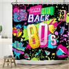 ASDCXZ Tenda da Doccia Vintage 180x180 cm, Stile Retrò Colorato Anni '80 con Pattini Neri in Argilla, Tenda da Bagno Lavabile in Tessuto Poliestere Impermeabile per Vasca con 12 Ganci'