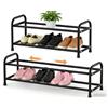 FuxFuis Scarpiera Espandibile 2 Ripiani, Scarpiera Piccola da Regolabile 42-78 CM, Scaffale Portascarpe Aperto Metallo per 4-8 Paia di Scarpe, Poggiascarpe Metalliche per Ingresso, Armadio, Soggiorno
