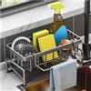 CYZBL Organizer sottile per lavello da cucina, durevole in acciaio inox, porta asciugamani rimovibile, organizer per lavello con scolapiatti, nero da cucina, per stracci (grigio)