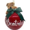 Generico PALLINA DI NATALE IN VETRO PERSONALIZZATA CON ORSETTO Peluche
