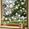 Supzone Bianco Adesivi Finestra Vetrofanie Magnolia Uccello Decorazioni Primavera e Estate, Decorazioni per Vetri Anti-Uccelli Adesivi Statici per Finestre