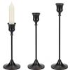 Luxvara Set di 3 Candeliere da Tavolo, Portacandele per Candele Coniche, Portacandele Conico per Tavoli, Candelabro Regalo Candelabri Vintage per Matrimonio Festa Casa Bar, 23/20/17 cm (Nero)