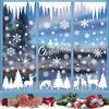QUOHE Vetrofanie Natalizie per Finestre, Adesivi Finestra Natalizi Riutilizzabili Fiocco di Neve Albero Natale Stickers, Grandi Bianche PVC Decorazioni Vetrofania Wallpaper per Vetrine Negozio Vetro Porte