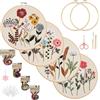 Felly Kit di 4 Ricamo a Mano per Principianti, Set Punto Croce Starter Adulti Bambini, Artigianato Artistico Fai Da Te con 4 Motivi e Istruzioni, Telaio da Ricamo, Fili, Aghi, Forbici, Attrezzi da Ric