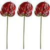 HAOSHICS Fiori artificiali di giglio di Anthurium da 55,9 cm, 3 pezzi, bouquet di fiori tropicali d'imitazione per centrotavola, decorazione per matrimoni e festival (J)