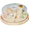 Mottiwood Tagliere con Coperchio, Porta formaggio, Copertura in Plastica, Legno 100% Faggio, Dm 26,50cm, Vassoio Torte, Porta Torta