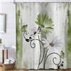 ASDCXZ Rustico Fattoria Tenda da Doccia 180x180 cm, Retrò Salvia Verde Margherita Fiori Farfalla Impermeabile Bagno Tenda Poliestere Tessuto Lavabile Tende Doccia per Vasca da Bagno con 12 Ganci