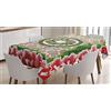 ABAKUHAUS Natale Tovaglia, Abete Corona Ornamenti, Rettangolare per Sala da Pranzo e Cucina, 140 x 170 cm, Verde Rosso
