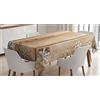 ABAKUHAUS Natale Tovaglia, Wood Plank fiocchi di neve, Rettangolare per Sala da Pranzo e Cucina, 140 x 170 cm, Marrone Chiaro Bianco Marrone