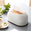Jauhmui Scatola per fazzoletti in plastica con coperchio, a righe, dispenser per fazzoletti, porta fazzoletti, organizer decorativo, per bagno, soggiorno, camera da letto (bianco)