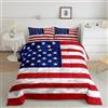 Loussiesd Set di biancheria da letto con bandiera americana mimetica con bandiera americana set di piumone con bandiera mimetica per bambini ragazzi ragazze blu rosso e bianco con stelle in piuma