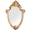Alipis Specchio Da Parete Vintage Dorato in Resina Effetto Antico, Specchio Sospeso Per Trucco e Bagno, Decorazione Elegante Per Soggiorno e Camera Da Letto, Dimensione Media