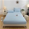 Ayoiow Protezioni Per Materasso 220x180-Completo Lenzuola 1 Pezzi in Cotone Lavato-Lenzuola Super King (180x220cm) Size, Blu Cielo