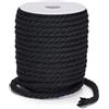 KINGLAKE Filato macramè, 8 mm, filo di cotone 18 m, corda macramè, nero, 8 mm, corda di cotone, per artigianato, giardinaggio, imballaggio, decorazione