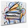 ConKrea QUADRO SU TELA CANVAS - INTELAIATO - PRONTO DA APPENDERE - Pianoforte a coda Musica - Illustrazione - Disegno Astratto Digitale - 30x40cm - Senza Cornice - (cod.3090)