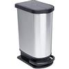 Rotho Pattumiera Paso da 50 l per la raccolta differenziata con coperchio e pedale, plastica (PP) senza BPA, argento metallizzato, 50 l (44,0 x 29,0 x 67,0 cm)