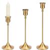 Luxvara Set di 3 Candeliere da Tavolo, Portacandele per Candele Coniche, Portacandele Conico per Tavoli, Candelabro Regalo Candelabri Vintage per Matrimonio Festa Casa Bar, 23/20/17 cm (Oro)