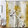 ASDCXZ Rustico Fattoria Tenda da Doccia 180x220 cm, Fattoria Annata Giallo Margherita Fiori Farfalla Impermeabile Bagno Tenda Poliestere Tessuto Lavabile Tende Doccia per Vasca da Bagno con 12 Ganci
