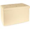 Caritex Panca Rettangolare Pouf Contenitore Ottoman in Simil Pelle con Strass Y946 Crema