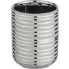 WENKO Portaspazzolini Vialba in pregiata ceramica dalla struttura a rilievo con linee orizzontali, bicchiere portaspazzolini Ø 7.4 x 9.7 cm. accessorio da bagno per spazzolini e dentifricio, argento