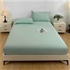 Ayoiow Lenzuolo Con Angoli 220x180-Completo Lenzuola 1 Pezzi in Cotone Lavato-Lenzuola Super King (180x220cm) Size, Verde Acqua