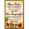 CREATCABIN Girasole Honest Bee Kind Bee Respectful Bee Divertente Targa in Metallo Targa da Parete con Citazioni Decorazione Vintage da Appendere per Camera Letto Bagno Casa Soggiorno Cucina 20x30cm