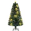 COSTWAY Albero di Natale in Fibra Ottica 120/150/180 cm, Albero di Natale Artificiale Pre-illuminato con 18/24/36 Luci a Stringa, Stella sulla Cima e 130/170/230 Punte dei Rami (150 CM)