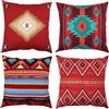 Alricc Set di 4 federe per cuscini con motivo tribale sud-occidentale del sud-ovest del sud-ovest rosso nativo americano per la casa culturale geometrica colore country decorativo per la casa federe