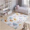 TAPISO Emma Tappeto Gioco Bambini Sala Giochi Cameretta Stanza Bambini Stampato Grigio Animali Colorati Multicolore Antiscivolo Lavabile in Lavatrice 160 x 230 cm
