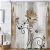 ASDCXZ Rustico Fattoria Tenda da Doccia 180x200 cm, Retrò Abbronzatura Margherita Fiori Farfalla Impermeabile Bagno Tenda Poliestere Tessuto Lavabile Tende Doccia per Vasca da Bagno con 12 Ganci