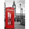 ConKrea Poster/Tela - Cabina TELEFONICA - Big Ben - Londra - London UK - Inghilterra - 100x140cm - Tela Canvas